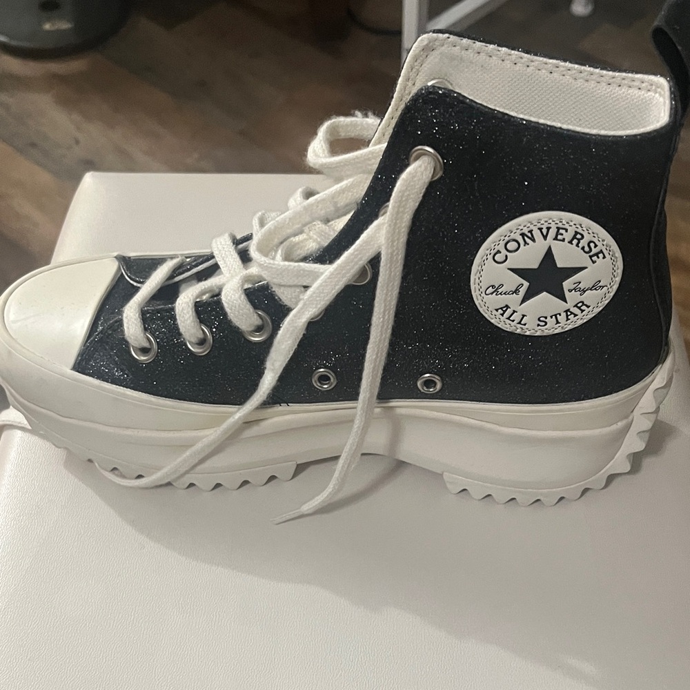 Navy and White High-Top Sneakers